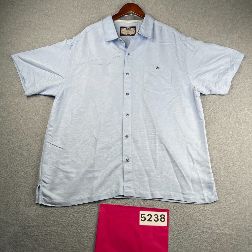 Bahama Bay Club Shirt Light Blue Beach Casual Button Up Short Sleeve Mens 2XL